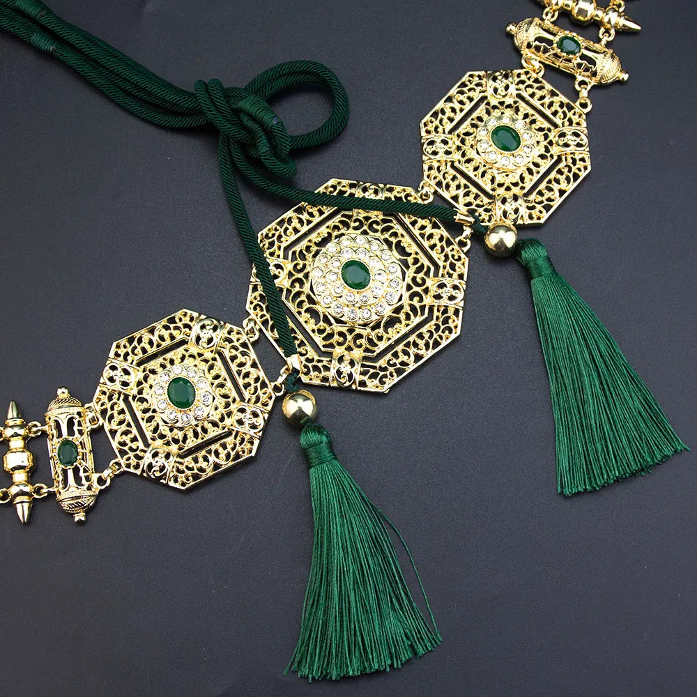 Poyasa Morocco Style Women Belt Waist Chain Adjustable Length Arabic Caftan Dress Belt Gold Color Body Jewelry 250409