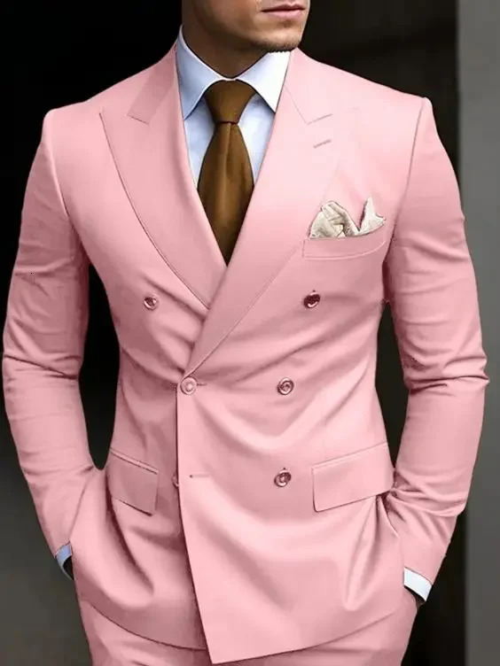 Mint Green Double Breasted Mens Suits Six-buttons 2 Piece Set Blazer Pant Custom Made Wedding Tuxedos Male Prom Party Suits 250409