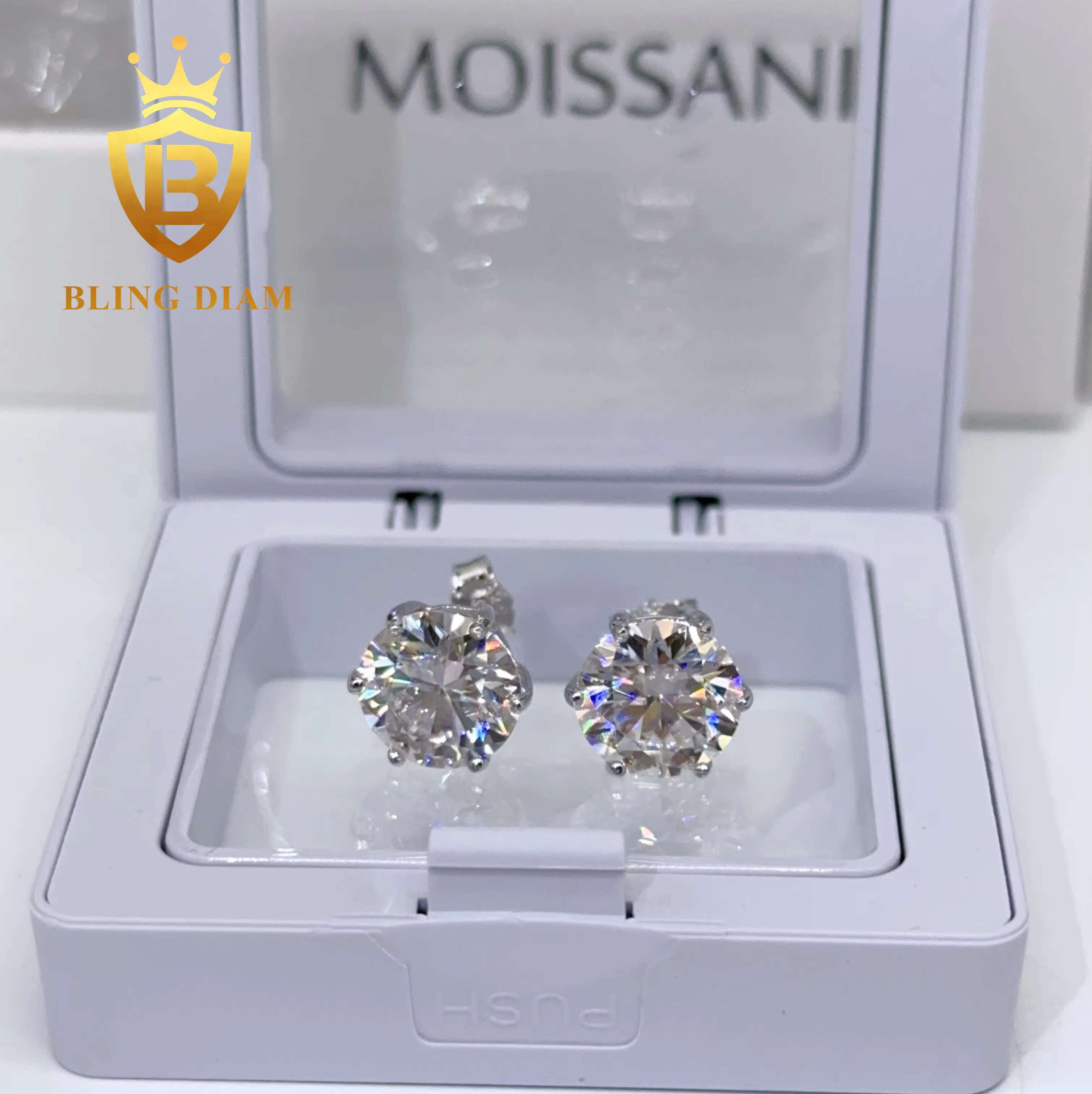 Dropshipping Pass Diamond Tester Sterling 925 Silver 6prong 4mm 5mm 6mm 7mm 8mm 9mm Moissanite Diamond Screw Back Stud Earrings