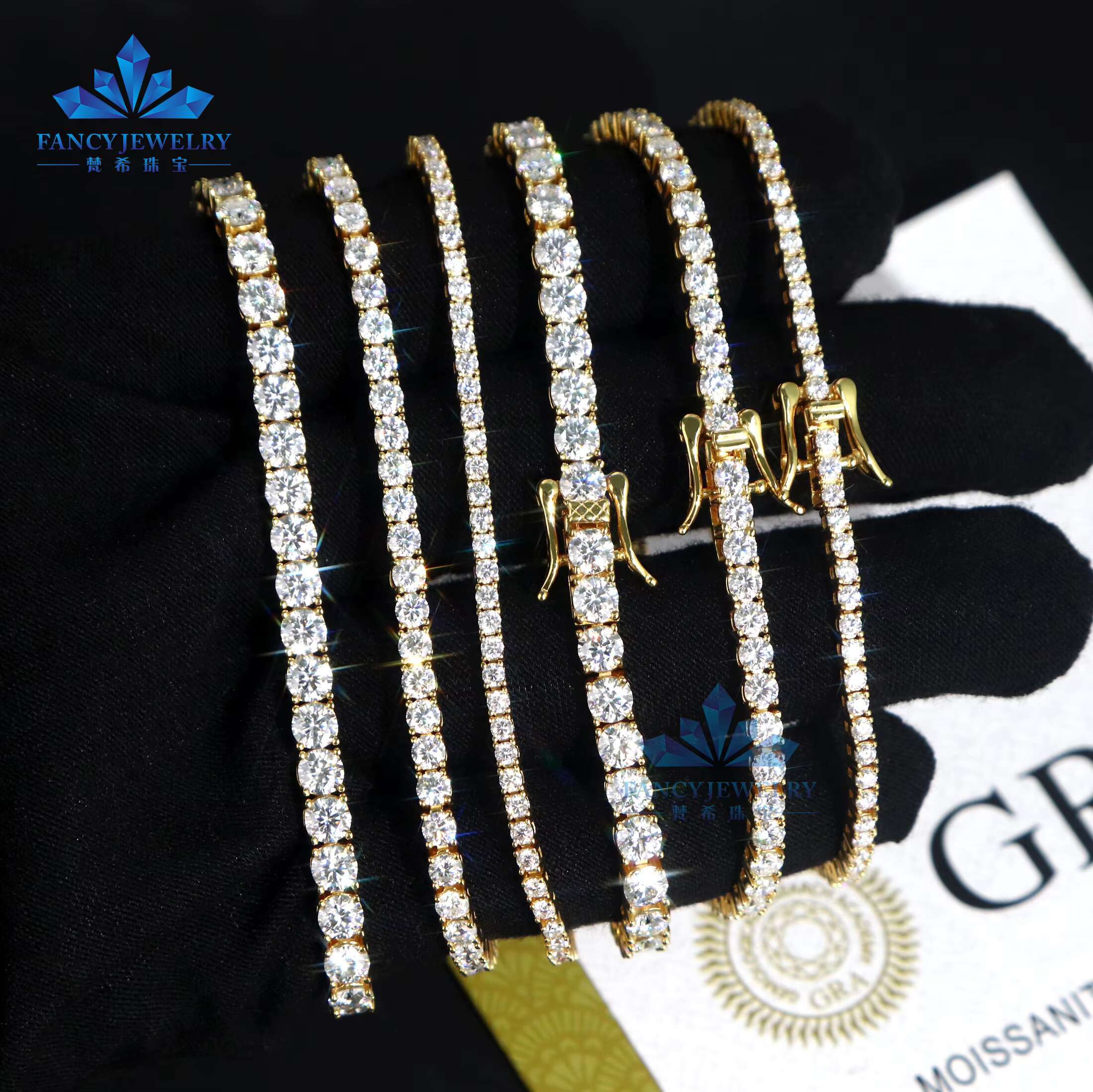 High end hip-hop 10k 14k tennis chain necklace laboratory growth bracelet heavy gold boutique jewelry gift