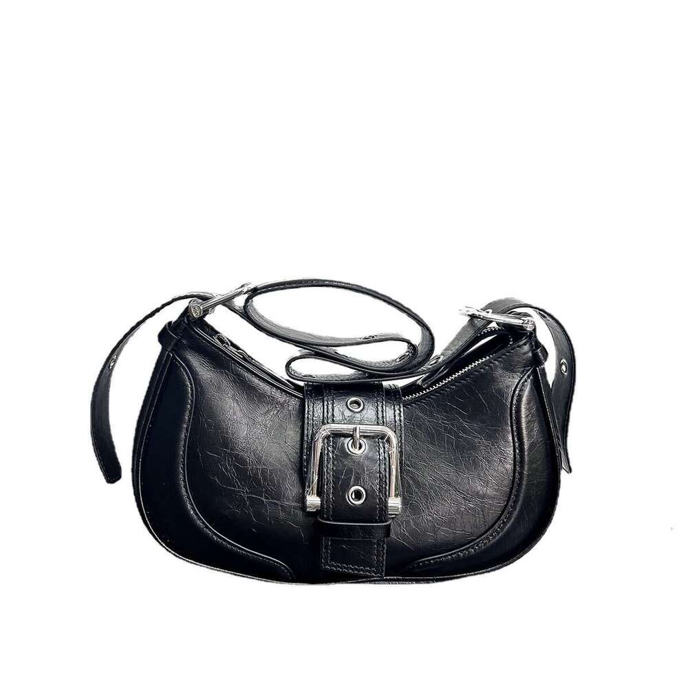 New Armpit With High-End Feel, French Stick Motorcycle Style Crossbody Bag, Bill Of Lading Shoulder Crescent Bag For Women