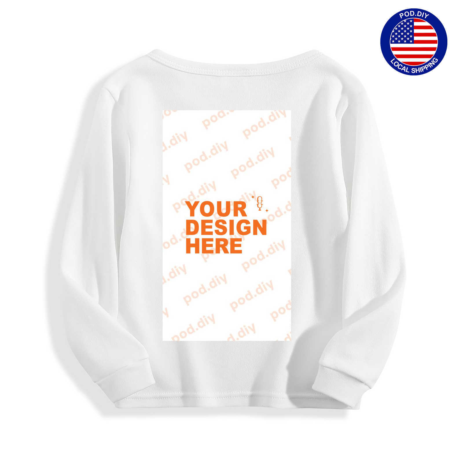 POD.DIY Cute Long-sleeved Cotton Crew Neck Sweatshirt For Kids Boys And Girls Custom Sweatshirt