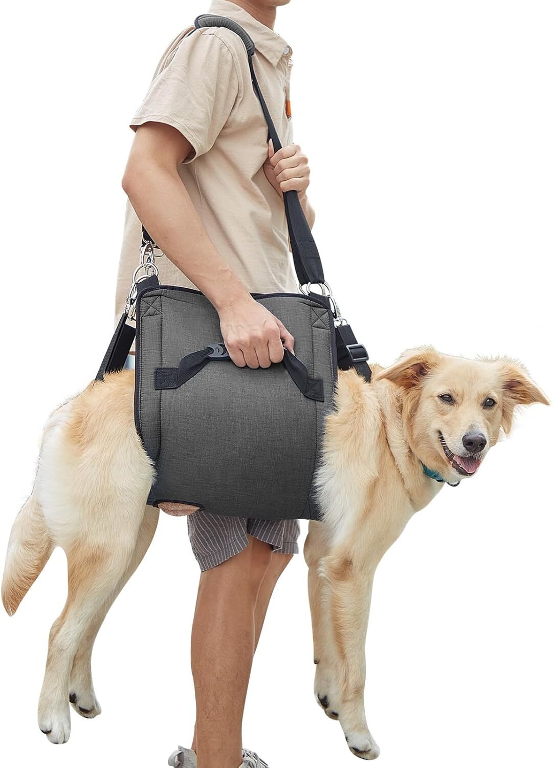 COODEO dog carrying sling, emergency backpack pet leg support and rehabilitation dog lifting sling for nail trimming, dog sling for elderly dogs with 