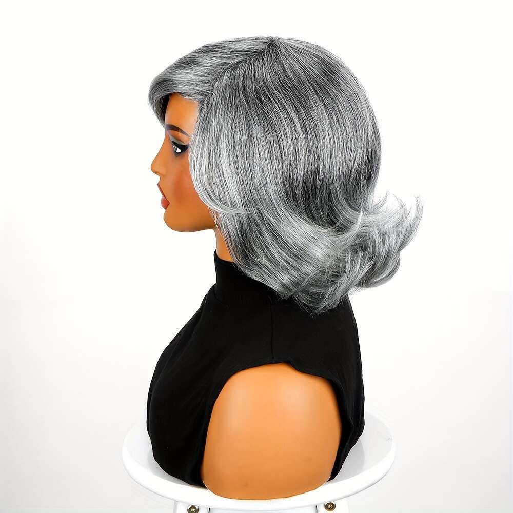 Bob Wigs Brazilian Remy With 180% Density, Natural Body Wave Texture, Non-Lace Rose Net Men Women, Unisex Short Hair Wig For Daily Party Wear,