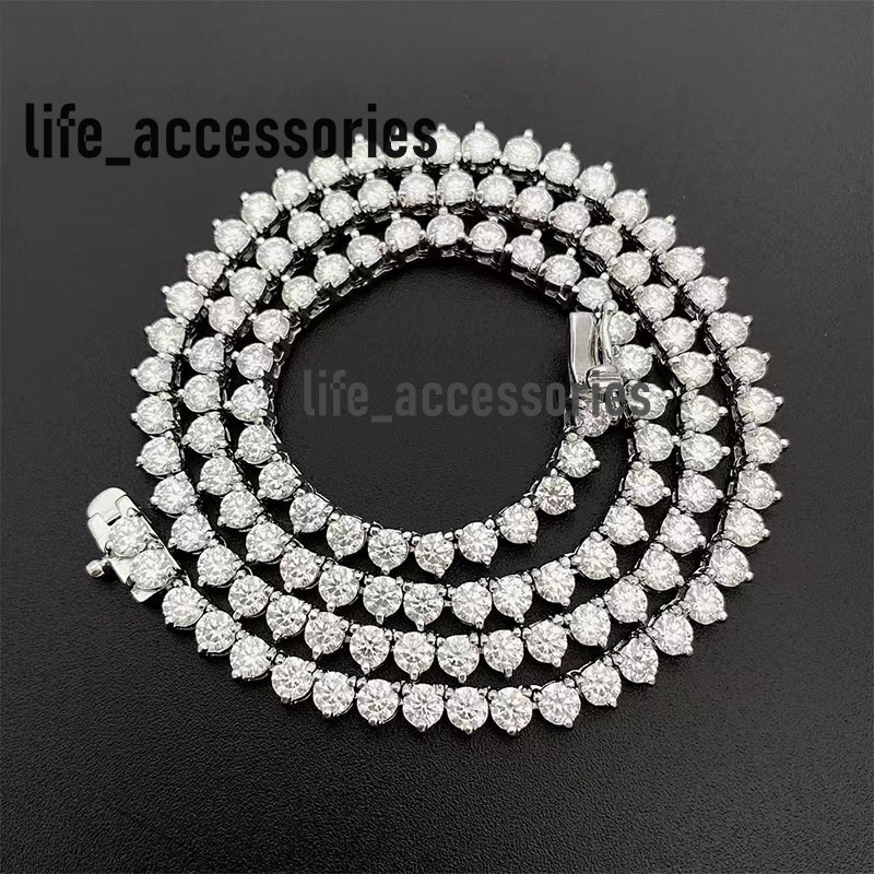 Customized 925 Silver Red Blue Green Black Diamond Tennis Chain Bracelet Colorful Moissanite Tennis Necklace