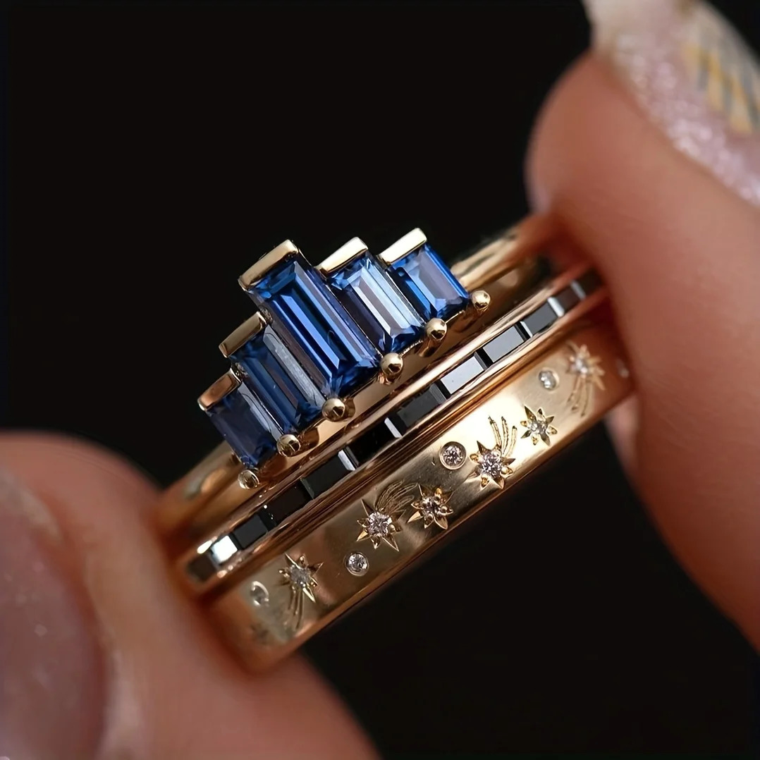 3-piece womens ring set set with synthetic cubic zirconia rings as an ideal gift for Christmas and Year 251110