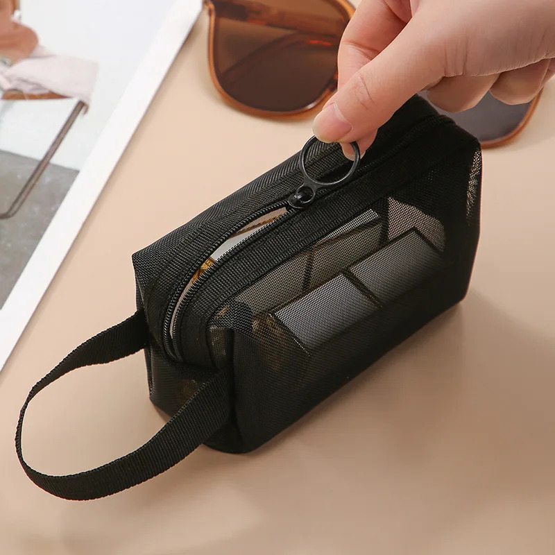 Black Layer Travel Cosmetic Bag Large Capacity Mesh Makeup Storage Pouch Toiletries Bags 251110