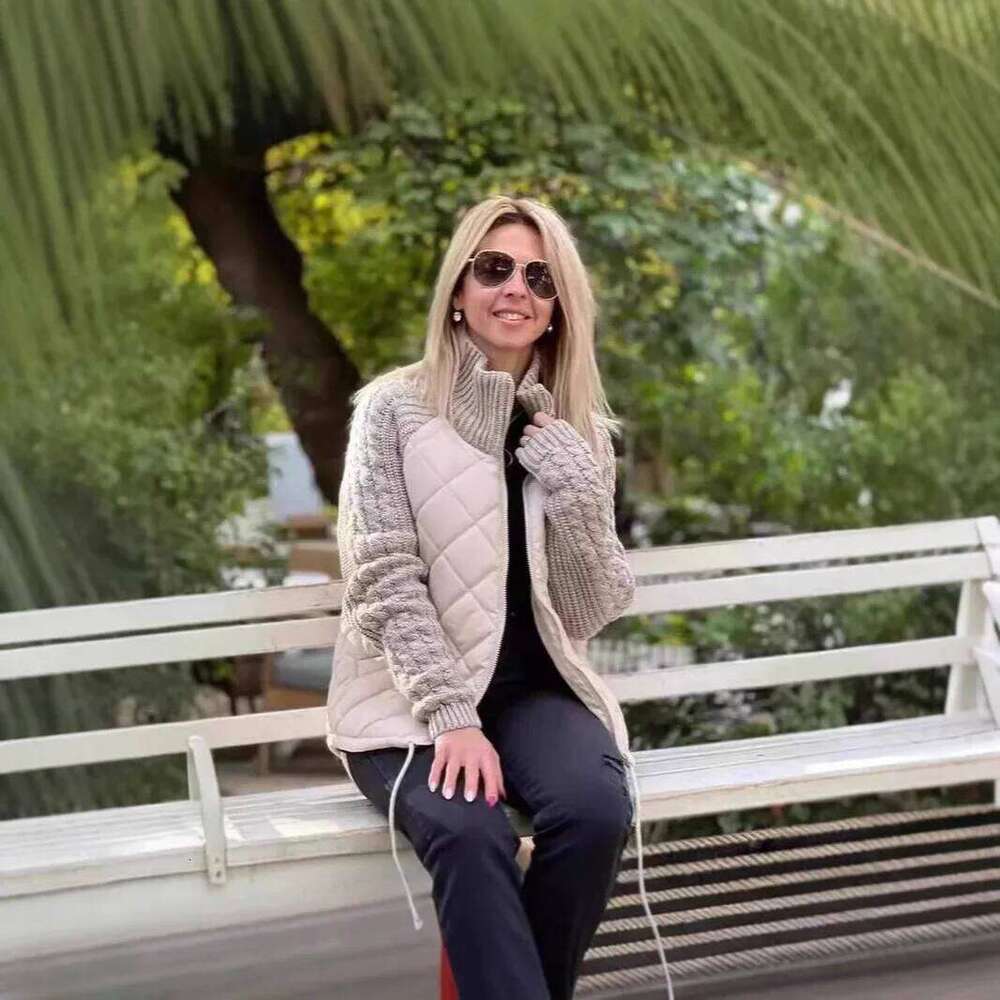 Hot Sale Of The Season Autumn Winter Women's Long Sleeve Zipper Splicing Jacket Stand Collar Cardigan Thick Cotton Outerwear Reg