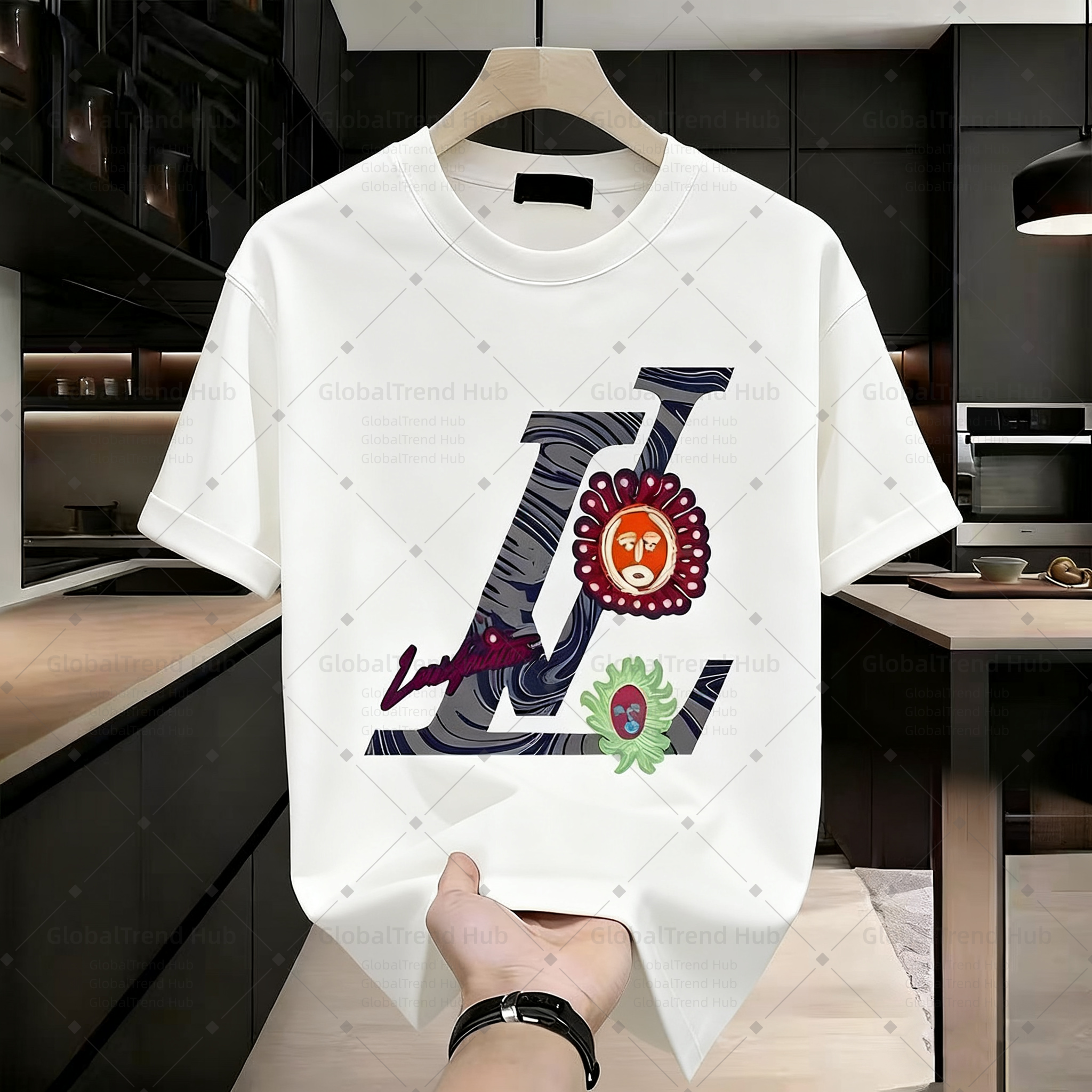 T-shirt designer, men's and women's T-shirts, fashionable and casual, high-quality T-shirts, figure and couple prints, 100% pure cotton, round neck, best-selling luxury item,