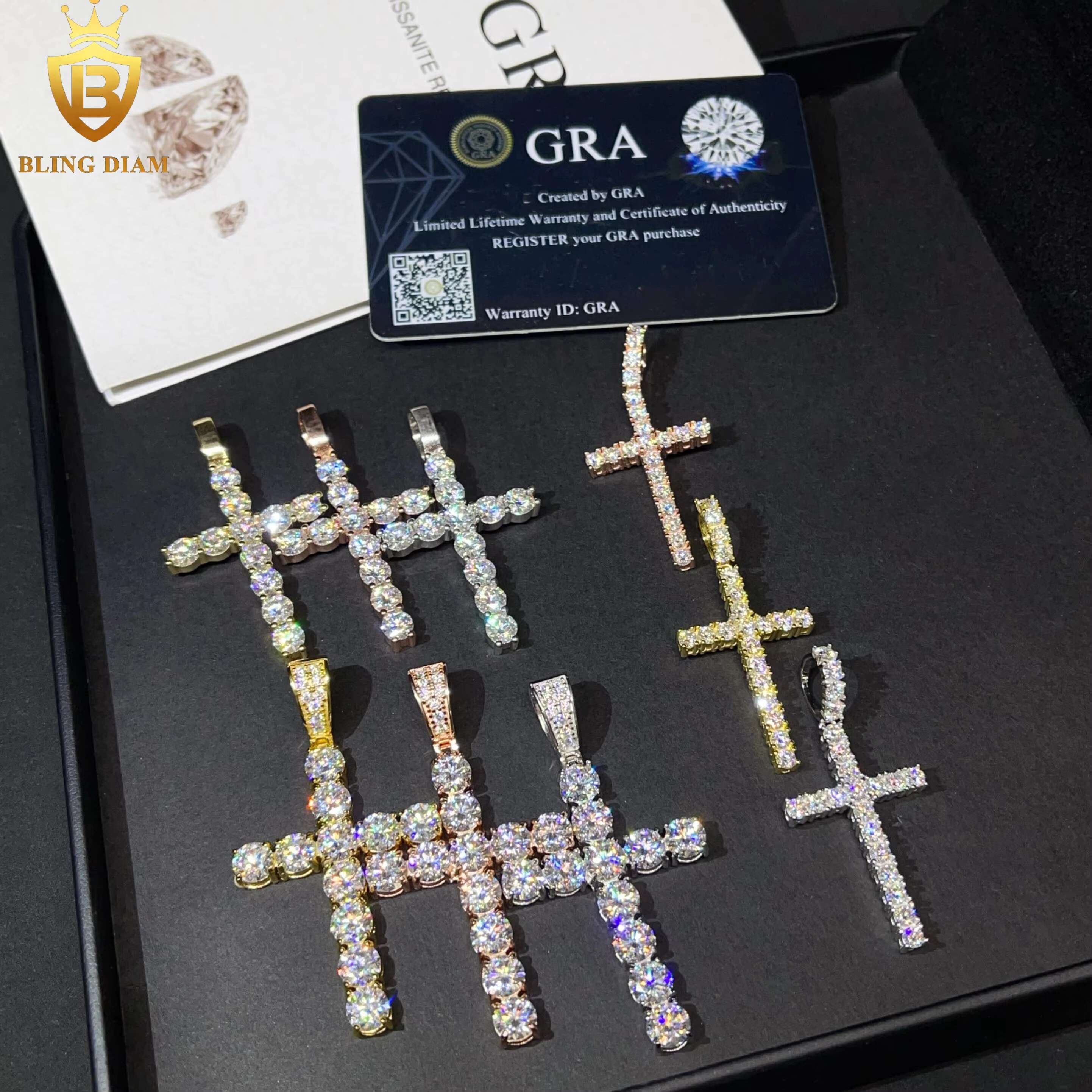 Hip Hop Jewelry 925 Sterling Silver Iced Out Moissanite Multi Styles Selection Cross Pendant Men Pass Diamond Tester