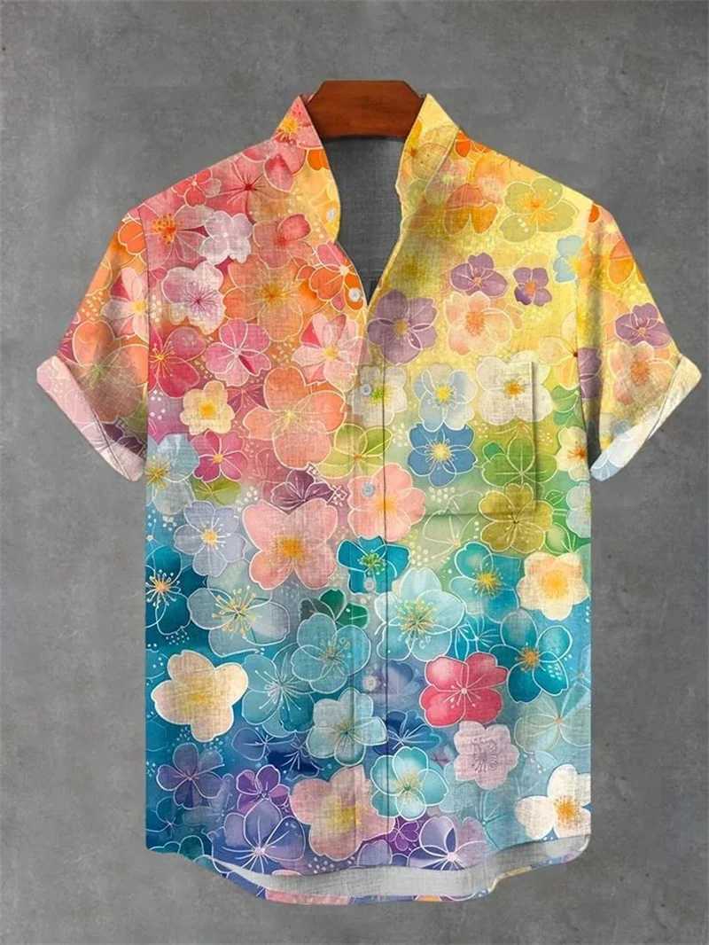 Mens 3D Ocean Animal Printed Fashion Button Short Sleeve Street Clothing Cool Innovation Hawaiian Shirt X250410