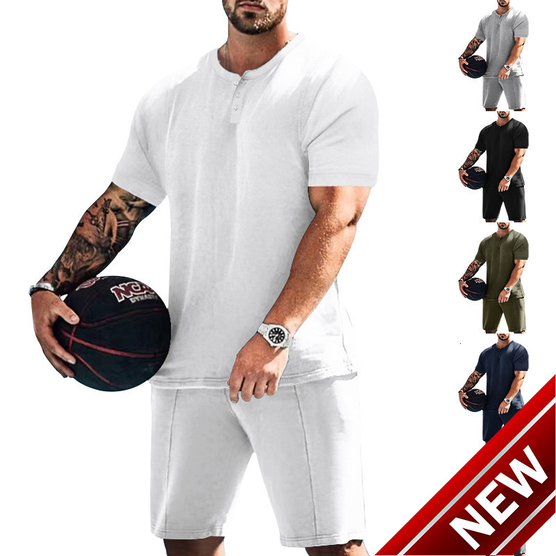 2025 Summer Mens Set Short Sleeve Shorts Loose Sport Versatile Casual Short Sleeve Set Mens Wear