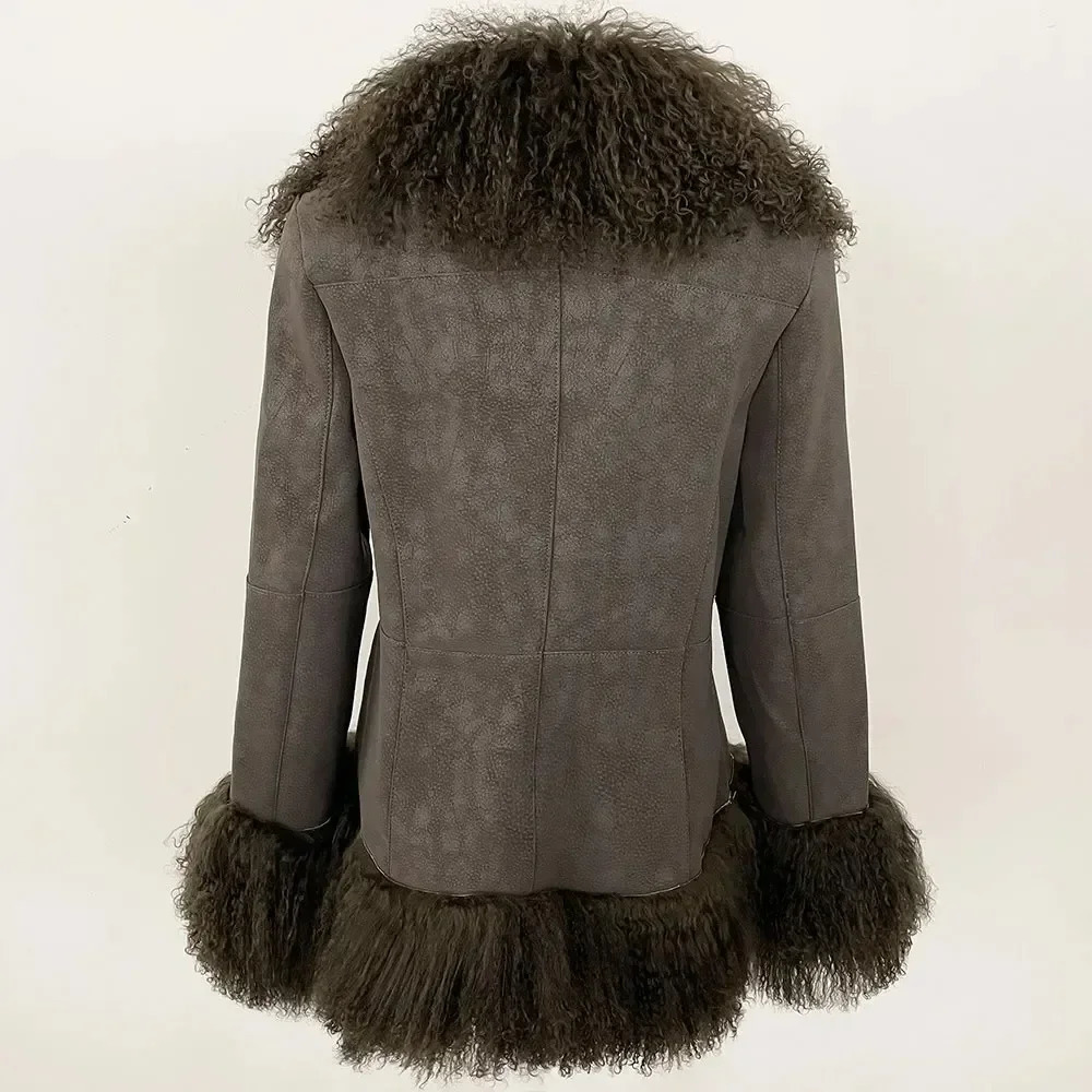 Autumn Winter Women Coat Real Natural Mongolia Sheep Fur Turndown Collar Fashion Jacket Thick Warm Casual Overwear 251110