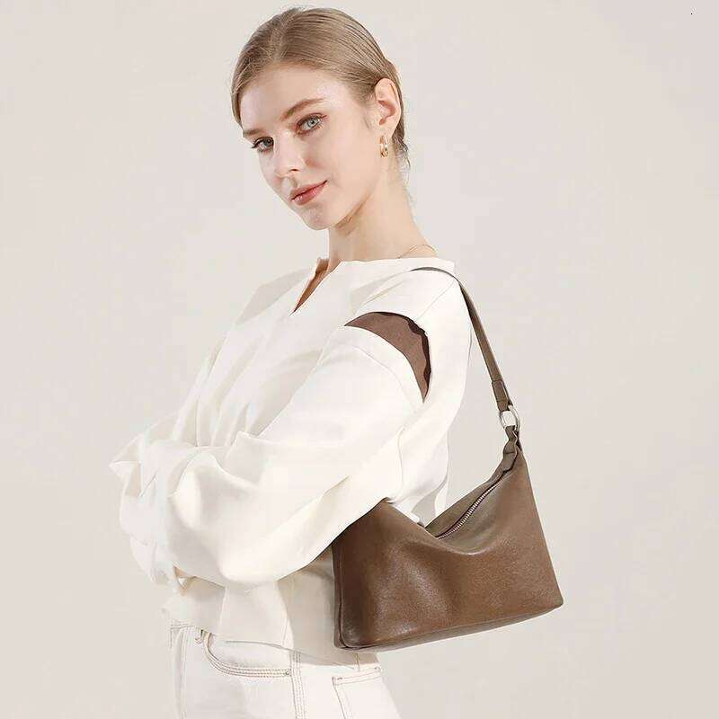 Top Layer Vegetable Tanned Leather Armpit Retro Classic Shoulder Crossbody Hobo Women's Versatile Ladies Side Bag Suotong1110