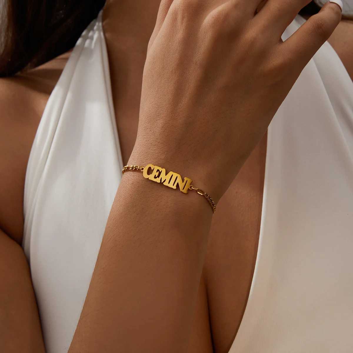 12 Constellations Zodiac Sign Charm Bracelets for Women Men Gold Color Stainless Steel Bracelet Birthday Jewelry Gift WholesaleT251110