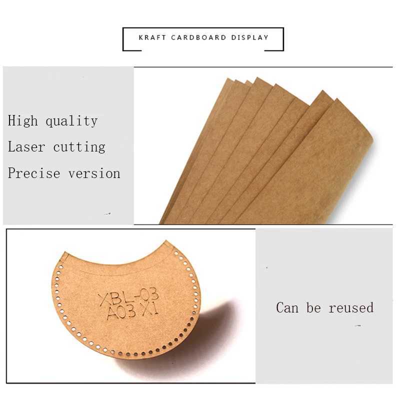 1Set DIY Kraft Paper Sewing Pattern For Handmade handbag Template Leather Craft Stencil Sewing 21x15x13cm K251110