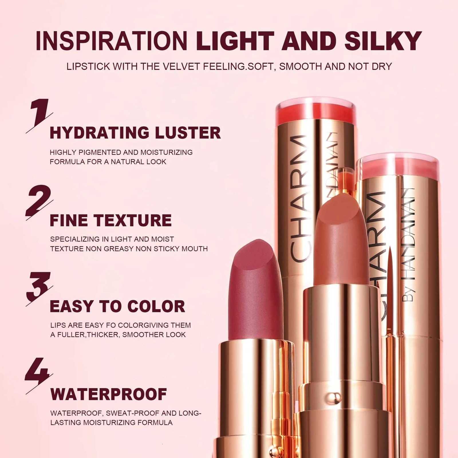 8 Colors Matte Lipstick Waterproof Long Lasting Velvet Finish Moisturizing Lip Tint Smooth Matte Color Smudge-proof Lip MakeupT251110