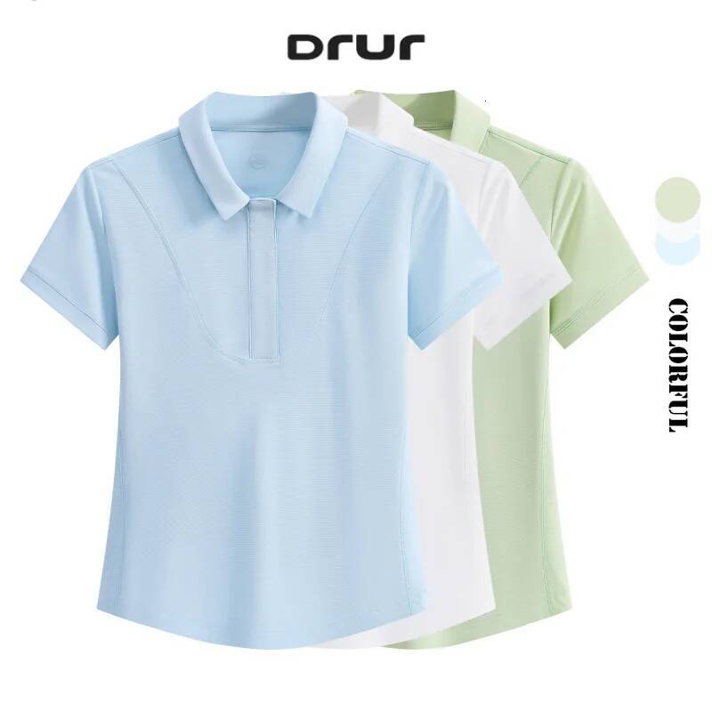 DRUR Women Yoga UPF50+ Breathable Slim Fit Golf Wear Running Athletic Tee Short Sleeve Gym Clothes Sports T Shirt Yogawear