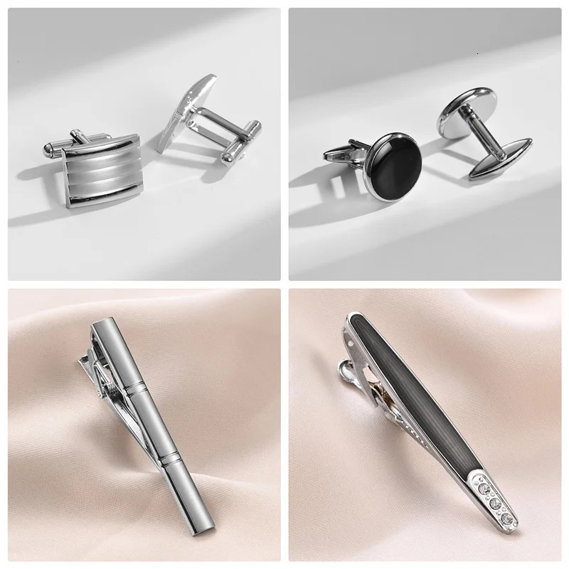 4 Sets Cufflinks For Mens Tie Clips Cufflinks Set With Box Wedding Guests Gifts Man Shirt Cufflink Pisa Ties Mens Gift 250409