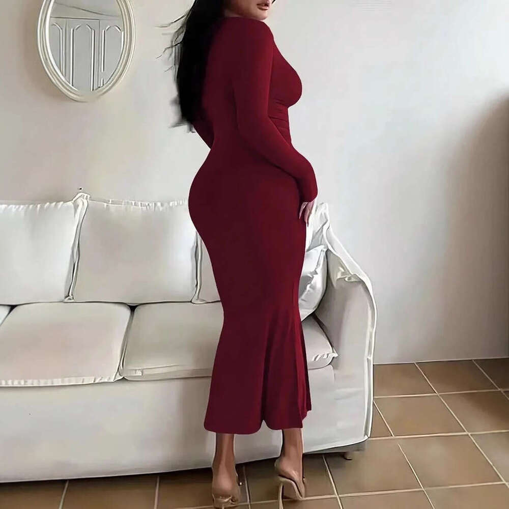 2025 New European and American Cross-Border Spring Summer Independent Station Slim Fit Long Bodycon Tight-Fitting Mermaid Women's Dress