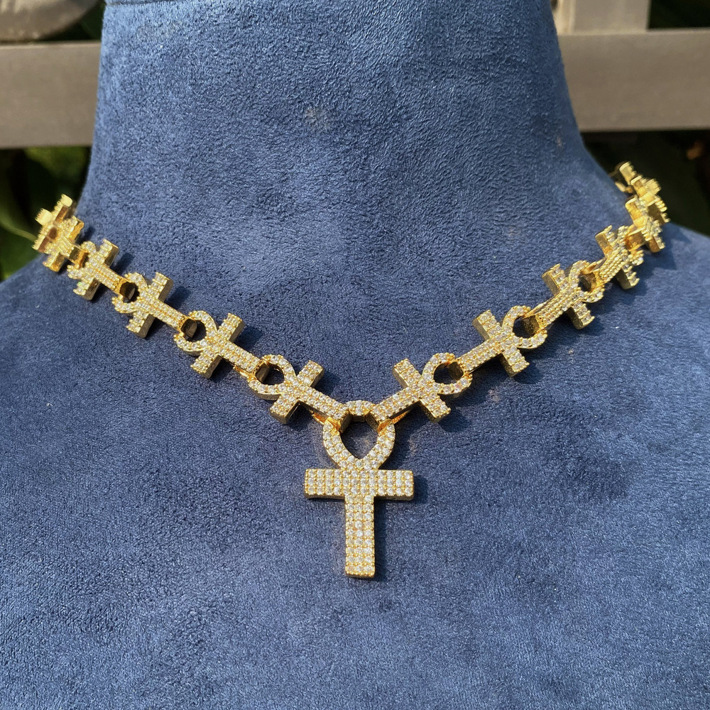 Hip hop trendsetters all cross chain necklaces personalized and niche hip-hop Moissanite chain