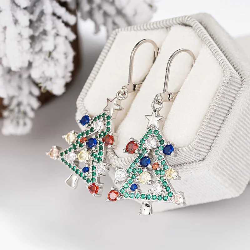 Huitan Creative Colorful Christmas Tree Drop Earrings for Women Shiny Fancy Cubic Zirconia Festival Jewelry Charms Party Jewelry J251110