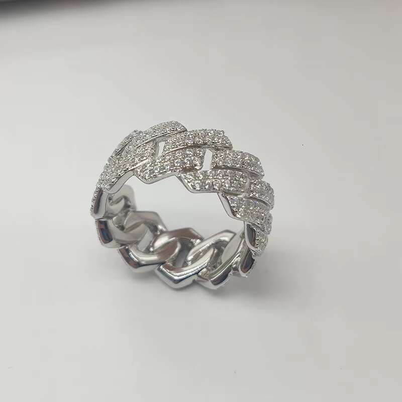 Gold Plated Copper Cuban Link Style 11mm Wide Full Iced Out Cubic Zirconia CZ Personalized Hip Hop Jewelry Mens Ring