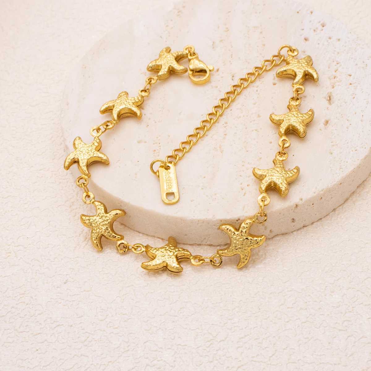 New Luxury Gold Color Starfish Bracelet - Stainless Steel Jewelry for Women Hypoallergenic Gift Party Bangles AccessoriesT251110