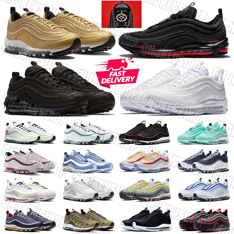 Designer 97 mens trainers 97s womens Running Shoes Mesh rubber Triple Black Golden Silver Bullet White Black Jesus Satan Outdoor Sports Sneakers schuhe 36-45