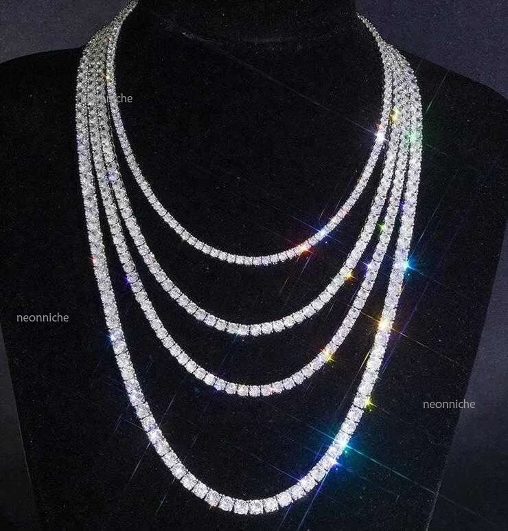Bg Vvs Moissanite Sier Chain Charm Jewelry Sexy Iced Out Tennis Dia Necklace Men