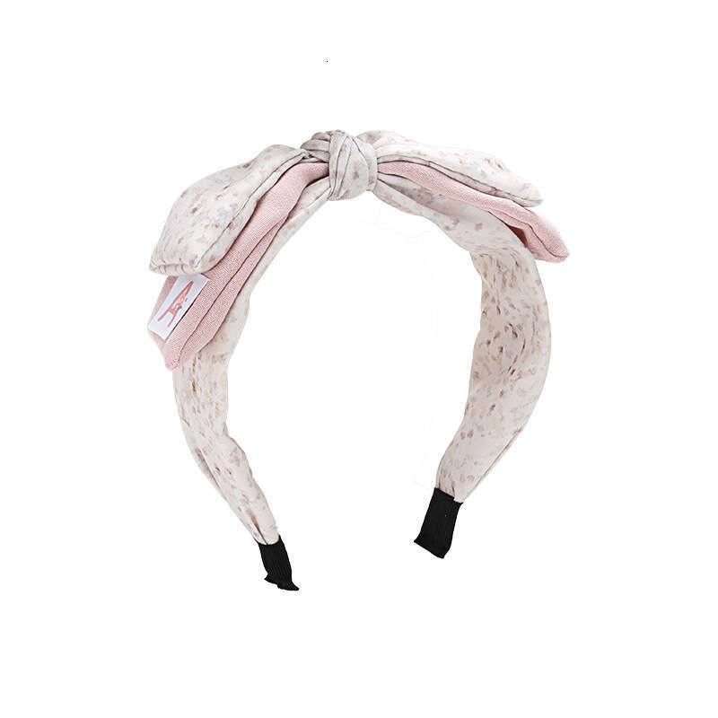 2025 New Korean Version Pink Plaid Bow Elegant High-end Feel High Skull Top Pressure Hairband Wide Headband Hair Accessory