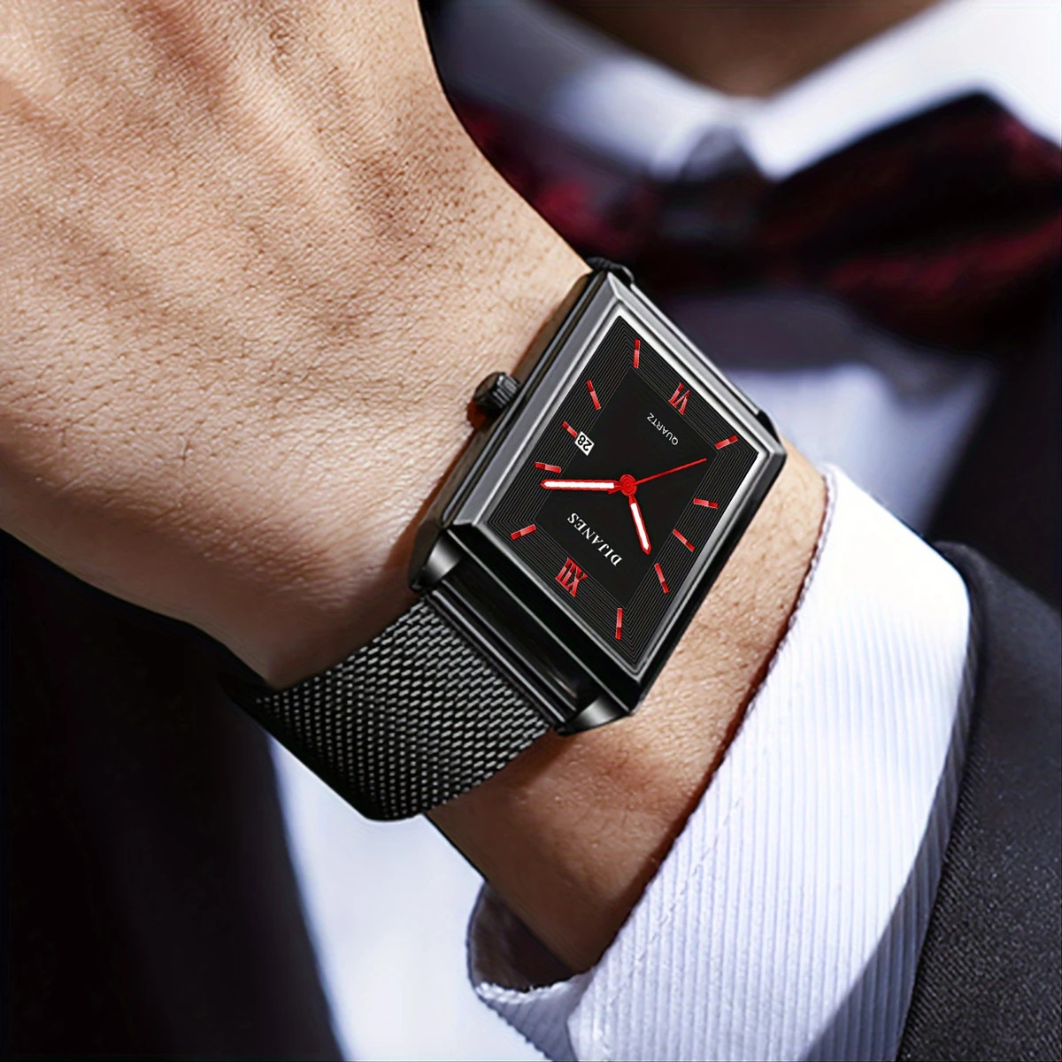 Fashion Mens Business Watches for Men Rectangle Stainless Steel Quartz Wrist Watch Man Casual Leather Watch relogio masculino 251110