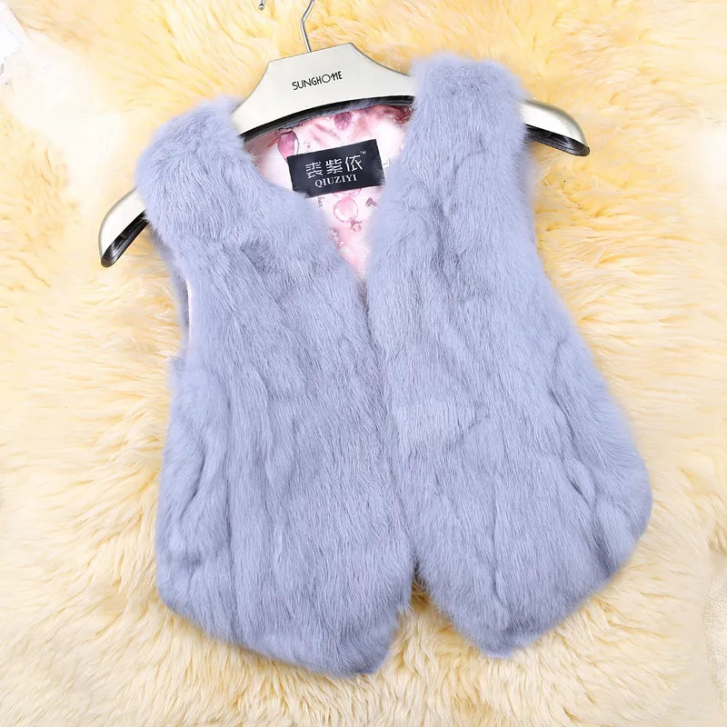 Women Real Genuine Rabbit Fur Vest Fashion 100 Gilet Lady Short Sleeveless Coat 251110