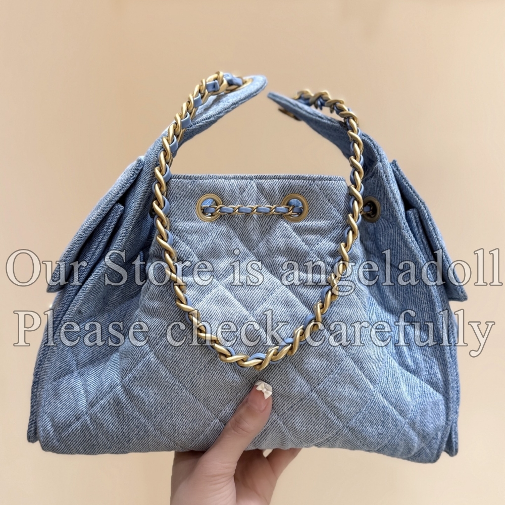 Luxury Designer Denim 25 Bags for Women Small Medium Handbags Quilted Tote Bag Fashion Shoulder Chain Bags Blue Purse with Box