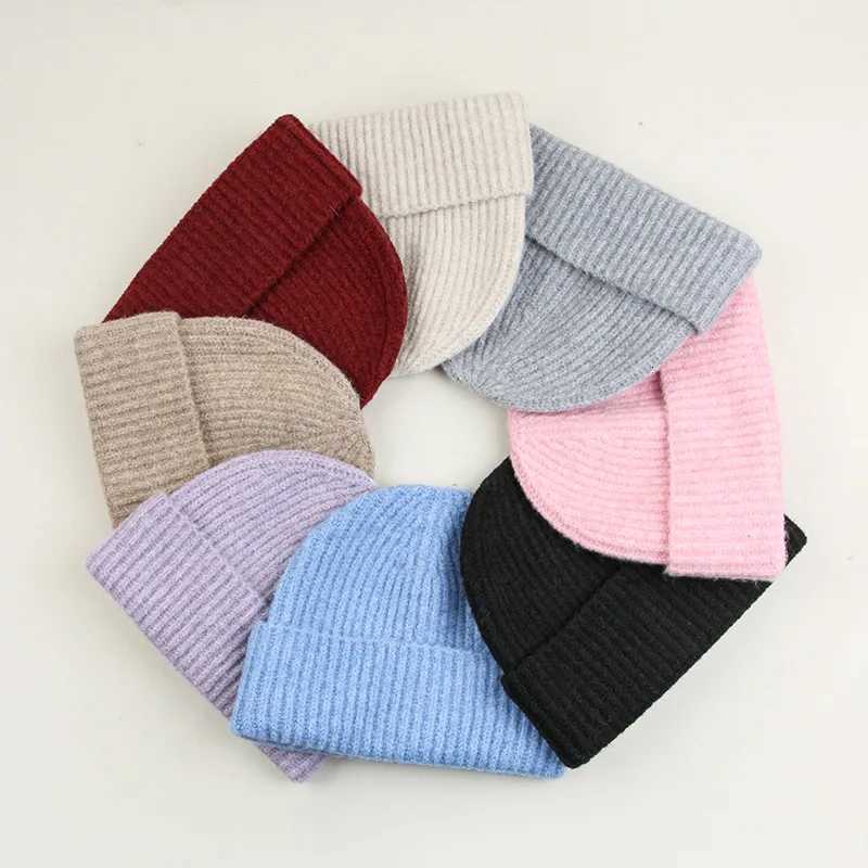 New 10 Colors Solid Beanies Winter Hat For Woman Knitted Soft Wool Autumn Thick Warm Skullies Bonnets Outdoor Ski Cap Men GiftXJ251110