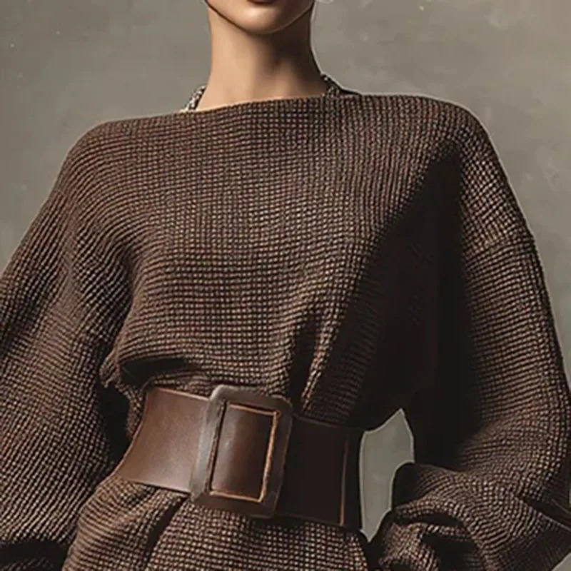 Fall Winter Solid Color Knit Sweater Dress Woman Sexy Slash Neck Sashes Slim Mini Retro Batwing Long Sleeve Pullover 251110