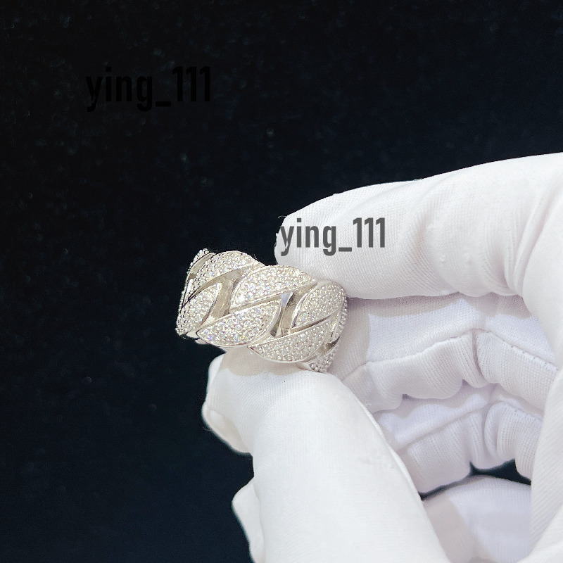 Sterling Silver Cuban S925 VVS Moissanite Diamond Luxury Ring Iced Out Diamond Hip Hop Rings Men