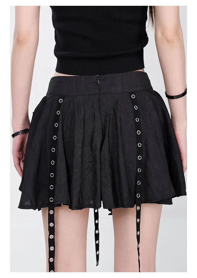 spring and summer retro irregular pleated skirt suitable for womens streaming media n original Gothic 250410