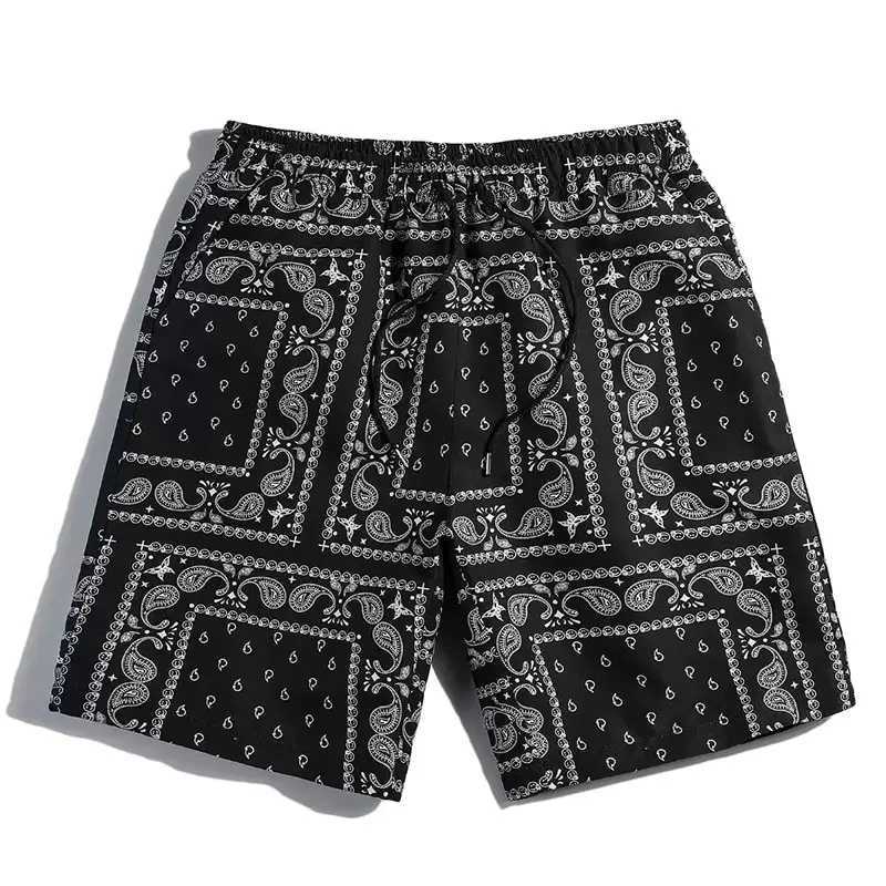 Mens casual beach shorts breathable quick drying retro personalized printed Bermuda shorts hip-hop streetwear X2504101