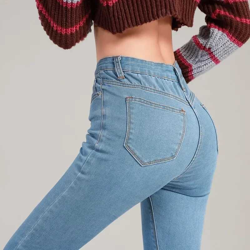 2024 New Womens Jeans Classic Fashion High Waist Stretch Slim Cotton Pants Casual Skinny Jeans Female Pencil Denim Trousers C251110
