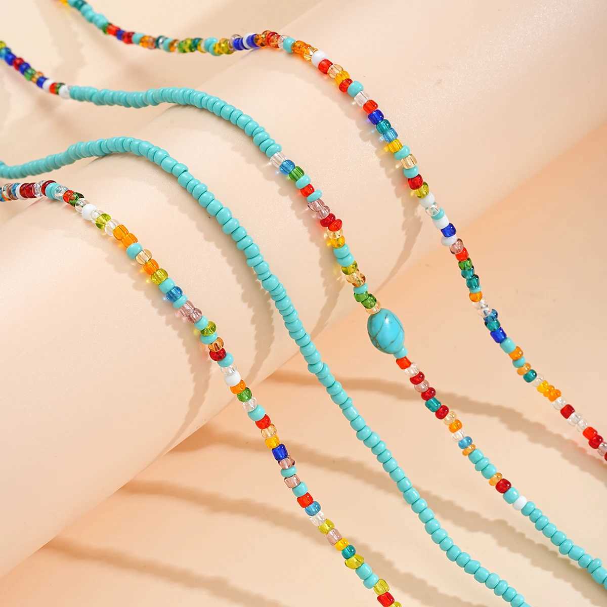 New Wave River Colored Bead Elastic Waist Belly Chain Suitable for Warm Girls 2024 Fashion Summer Beach Belt Bikini Bead Jewelry X250410