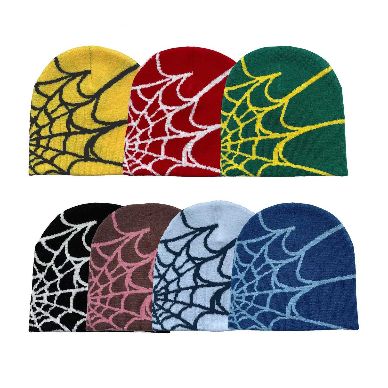 Unisex Spider Web Printed Knit Hat Warm Outdoor Pullover Hat Personality Beanie HatXJ251110