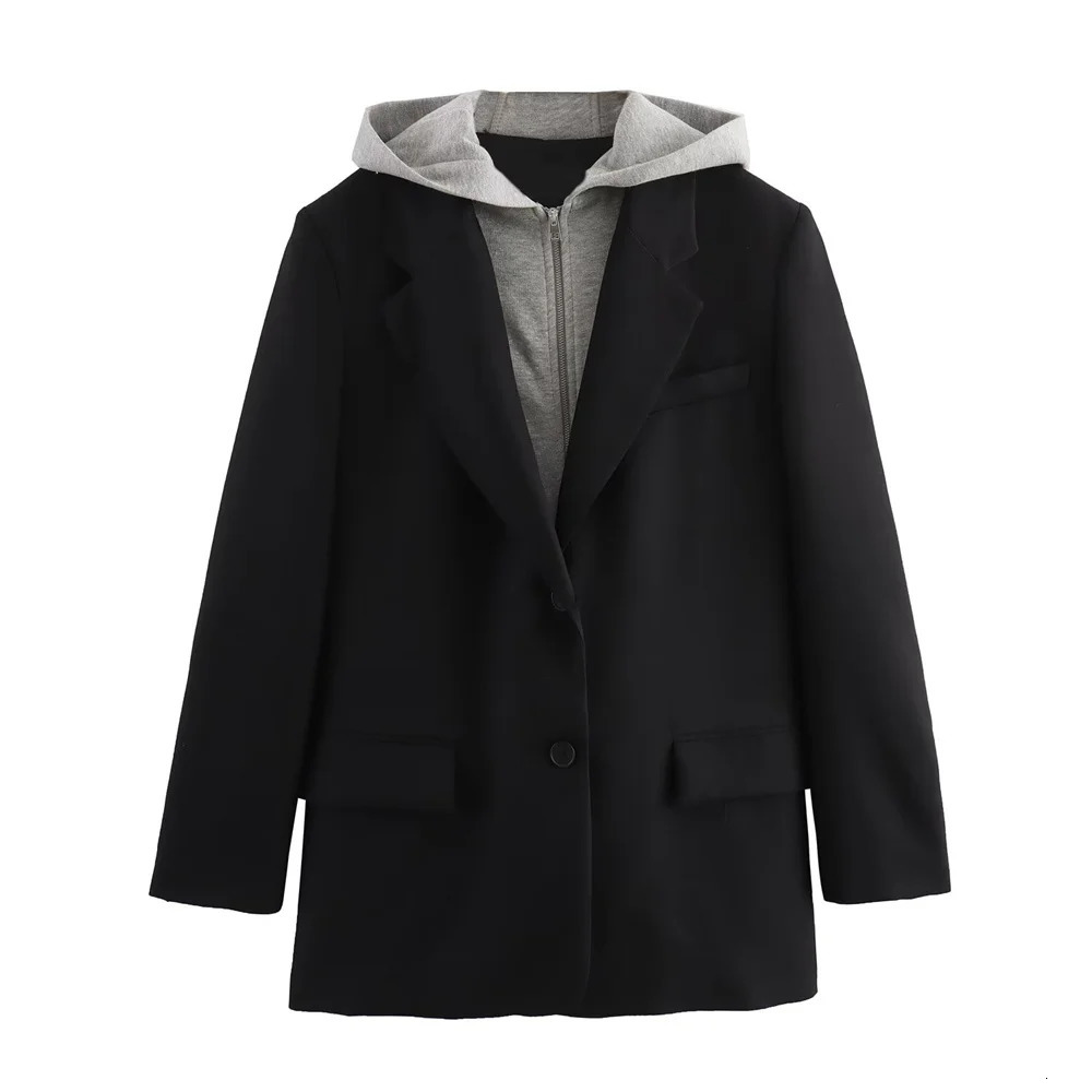 UNIZERA Womens Two Piece Hooded Jacket Casual Collar Loose Splicing Set Spring AutumnWinter Style 250407