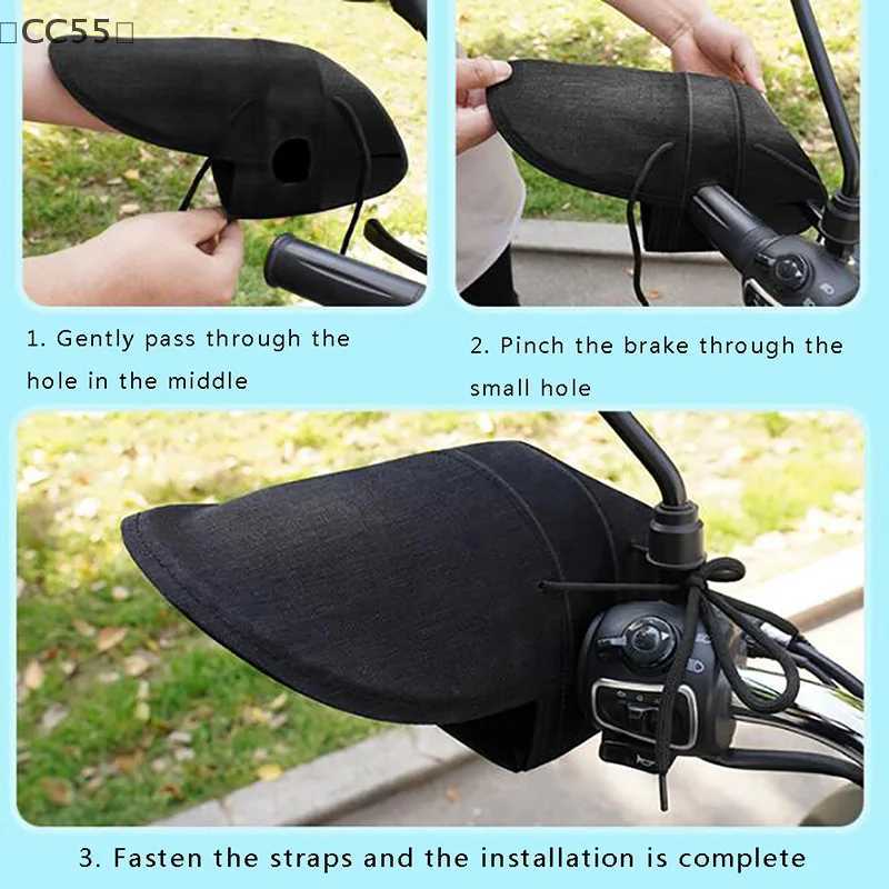 CC55Motorcycle Handlebar Muffs Airy Oxford Waterproof Sun Protection Gloves With Reflective Strip Design Motorcycle Gloves S25118