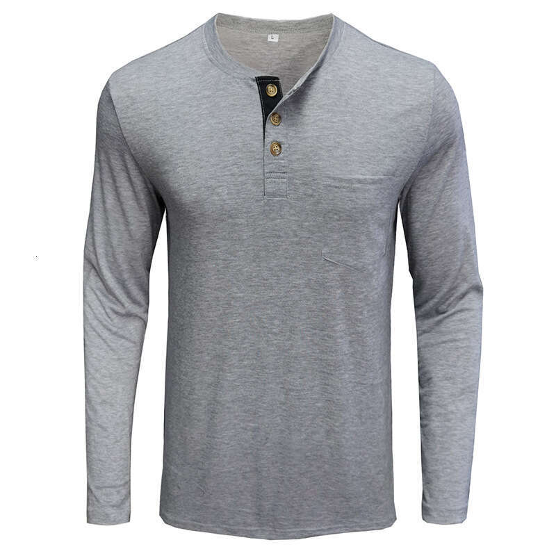 European and American long sleeved round neck base shirt men's T-shirt Henry collar top temperament versatile new trend clothing