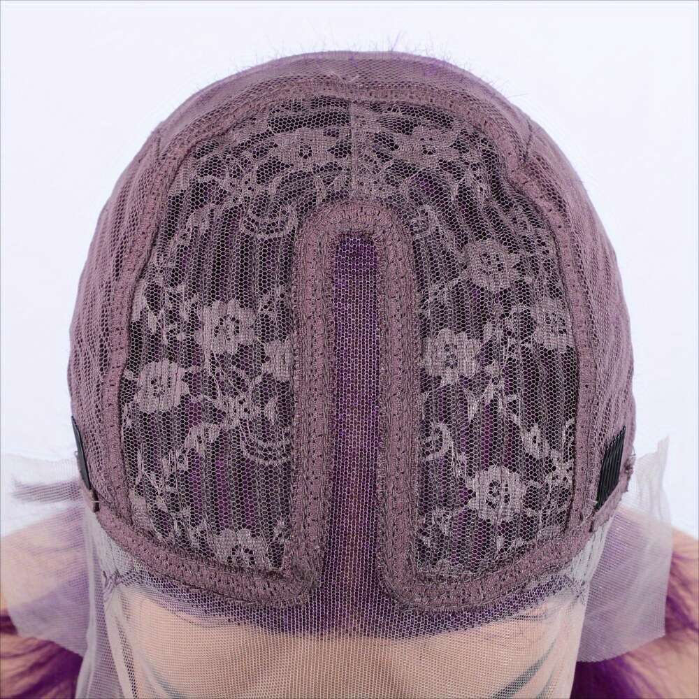 Glueless Brazilian Human Hair Wig - Purple Short Straight Bob With T-Part Front, 13X5x1 Lace Area, 100% Remy Hair, No Glue Needed, Comfortable &