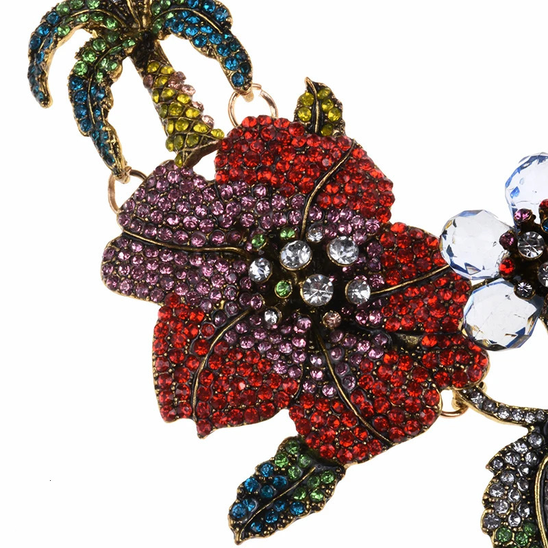 2025 Multicolor Crystal Rhinestones Flamingo Choker Necklace Women Indian Statement Large Collar Big Bib Necklace Jewelry 250409
