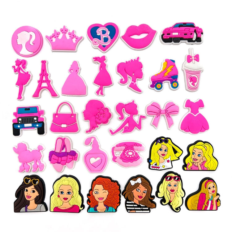 cute pink girl series hole shoe charms clog decoration buckle garden shoe button pin