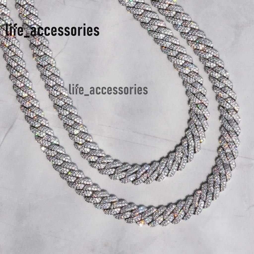 Factory Cuban Chain 925 Silver Rapper Jewelry 12mm Iced Out Men Chain Vvs Moissanite Cuban Link Chain