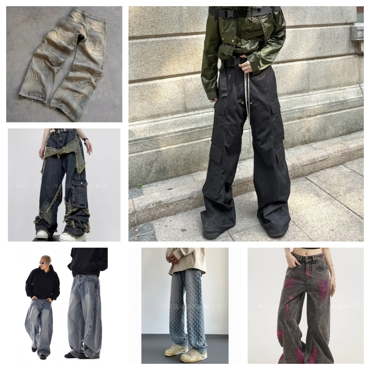 designer Men's Jeans Baggy Black Cargo Pants Women Wide Leg Casual High Street joggers American Style Streetwear Drawstring Trousers